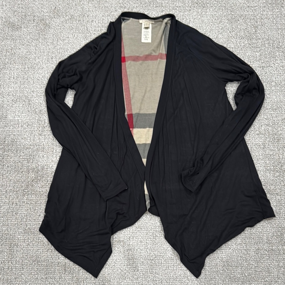 Burberry Black Cardigan Sweater Lightweight Draped Design